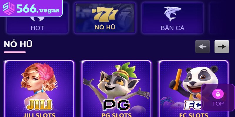 Sảnh game nổ hũ với chủ đề khác nhau và giao diện ấn tượng 